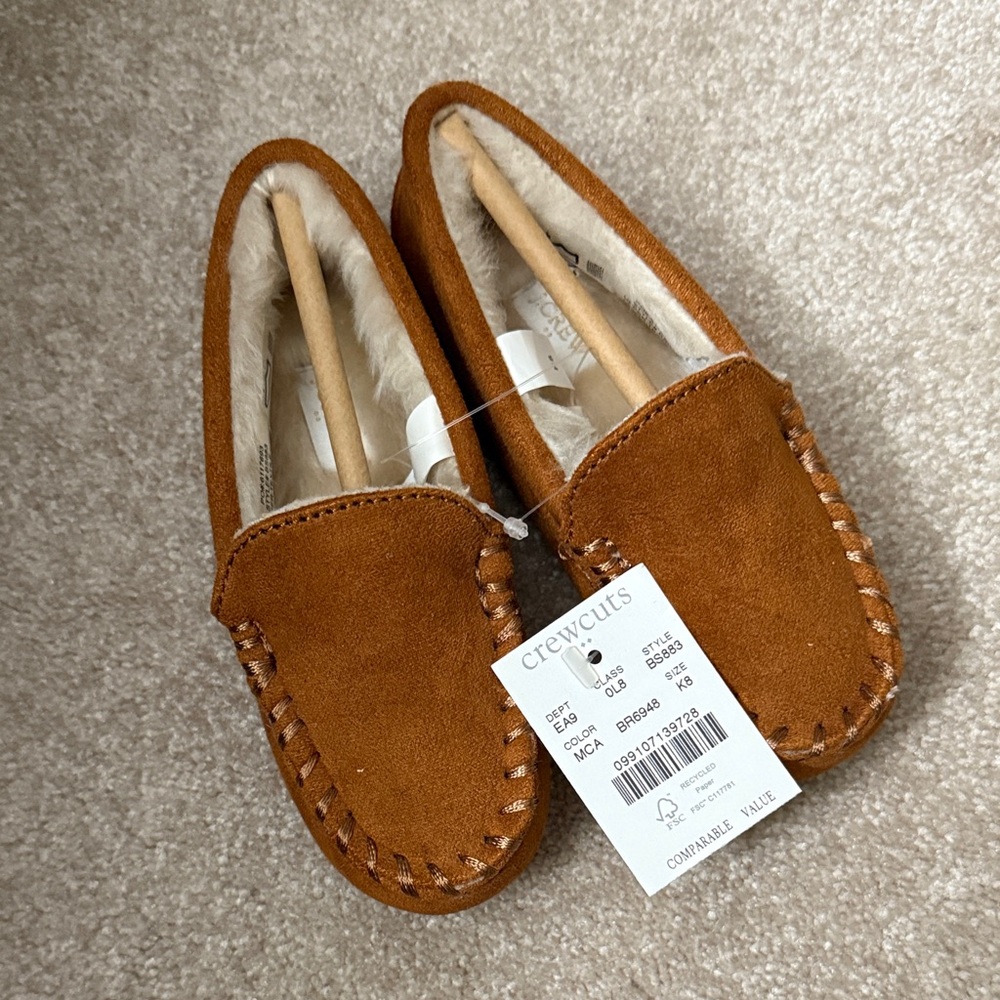 J. Crew Crewcuts boys Sherpa Lined Slippers K8